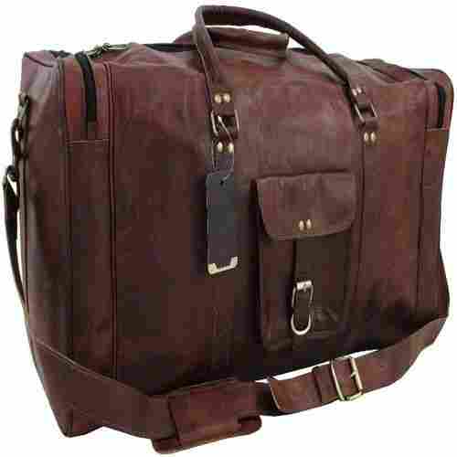 24 Inch Brown Vintage Leather Duffle Travel Bag