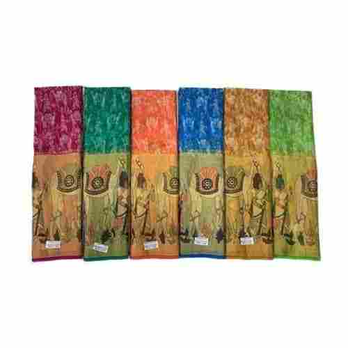 6.3m Ladies Wedding Wear Camel Printed Buta Silk Saree (With Blouse Piece)
