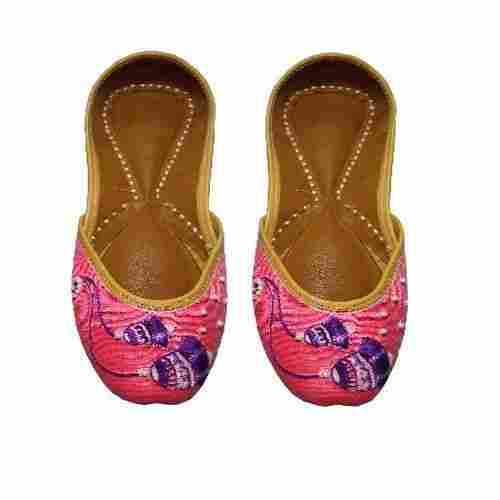 "Pagarkhi" Bell Pink Designer Handmade Leather Jutti