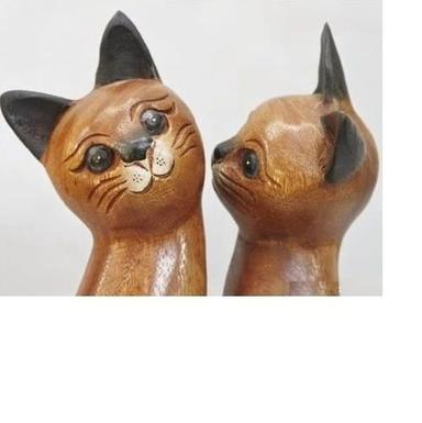 Polished Wood Carving Cat