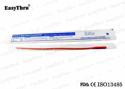 FR6 to FR30 Silicone Coated Sterilized Red Latex Urethral Catheter