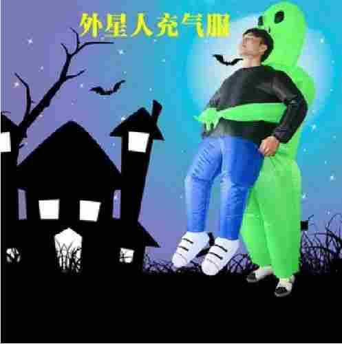 Green Color Halloween Alien Cartoon