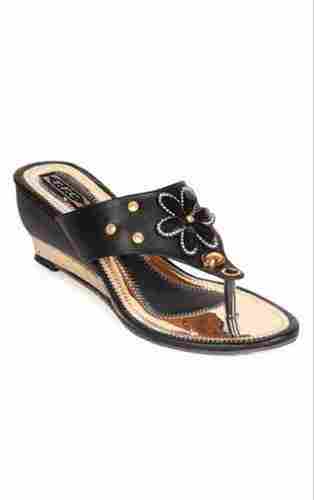 Ladies High Heel Black Flower Sandal