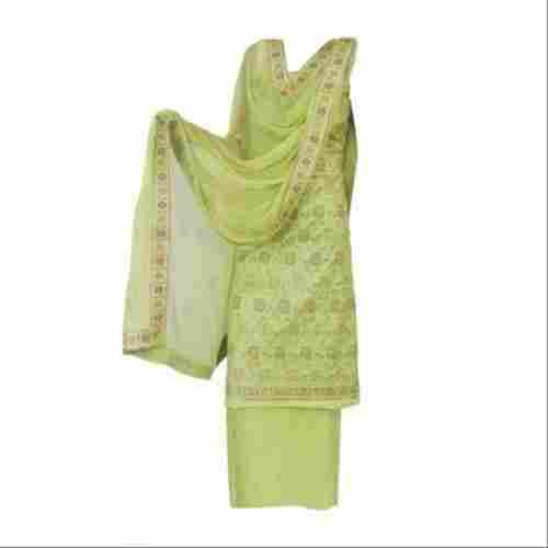 Green Embroidered Chanderi Suit