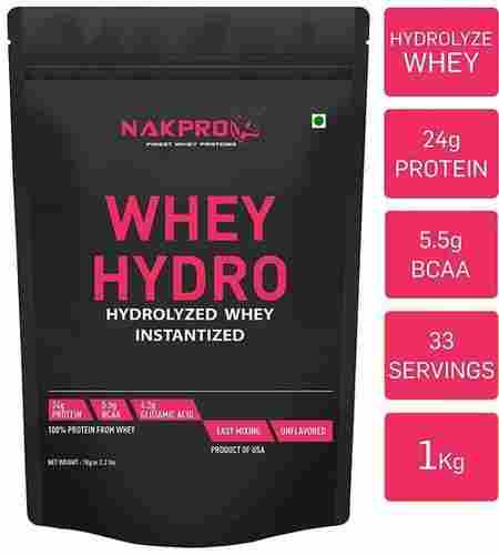 1kg Raw Hydrolyzed Whey Protein Supplement Powder - Unflavoured