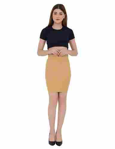 Women's Stretchable Beige Color Pencil Skirt