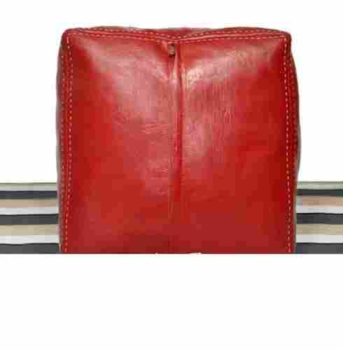 Designer Red Leather Pouf For Decor