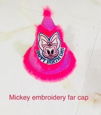 Various Mickey Embroidered Fur Birthday Cap
