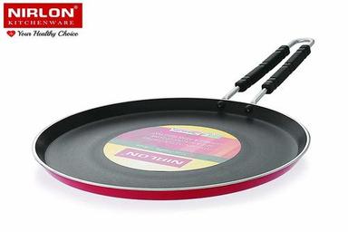 Nirlon 5Mm Aluminium Non Stick Kitchen Utensil For Cooking Flat Dosa Tawa With Wire Handle (Red) Interior Coating: 5 Layer Nonstick Spray Coated