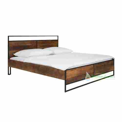 Wooden Industrial King Size Bed