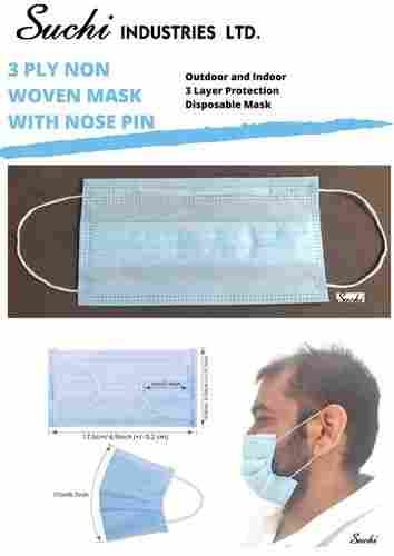 3 Ply Non Woven Disposable Face Mask with Nose Pin