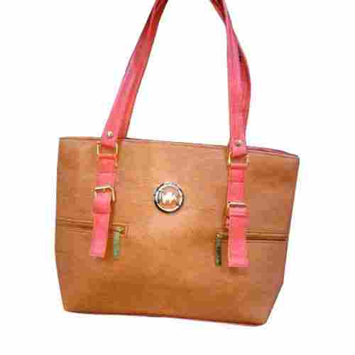 Ladies Brown And Pink Shoulder Bag