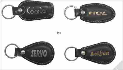 Promotional Black Leather Key Rings