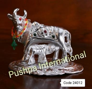 Metal Decorative Silver Cow Statue