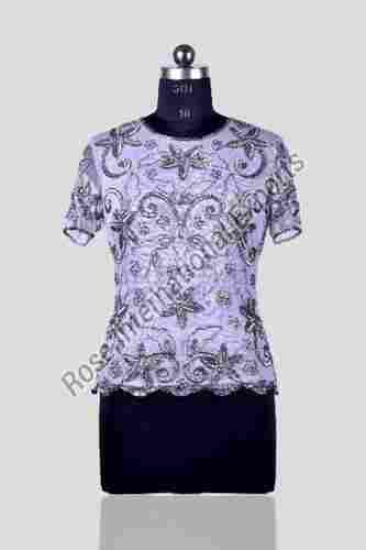 Short Sleeves Ladies Embroidered Tops
