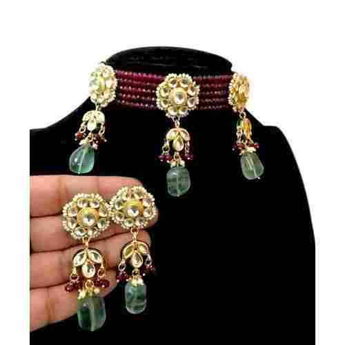 Ahmedabadi Kundan Tikli Choker Necklace Set