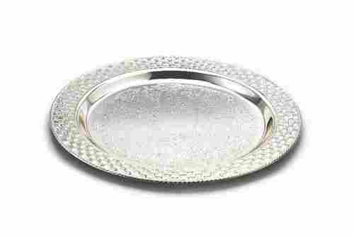 Silver Plated Round Carved Plate