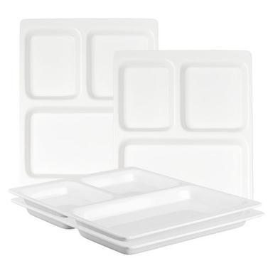 White Acrylic 3 Compartment Rectangular Plate
