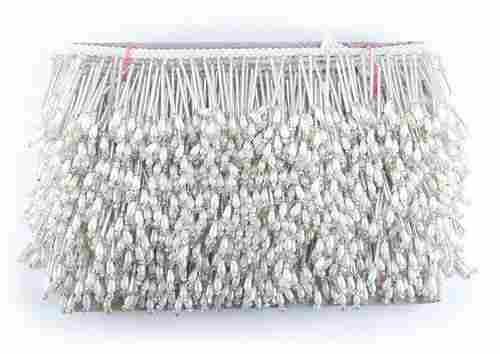 Pipe Latkan Border Lace for Dresses, Sarees (Silver 9 MTR)