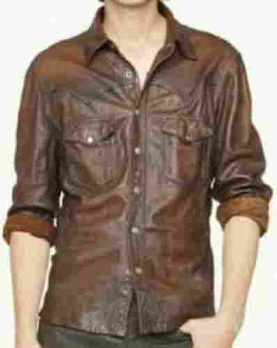 Mens Brown Leather Shirts
