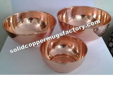 Copper Shining Polish Round Bowl Length: Dia Small- 8.25"