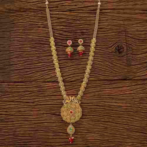 Antique Gold Plated Long Necklace Set 200630