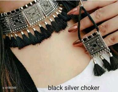 Handmade Black Silver Choker Gender: Women