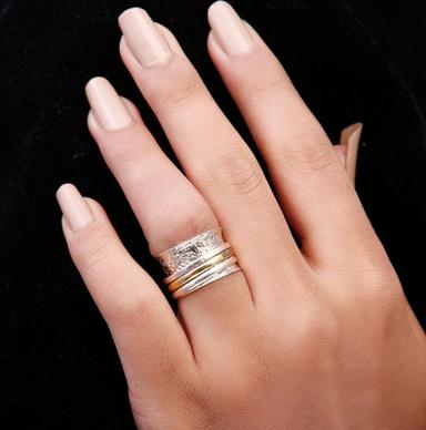 925 Solid Sterling Silver Ring With Spiner Bands New Design Gender: Women