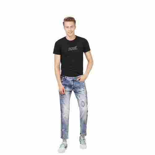 Mens Side Striped Ripped Jeans