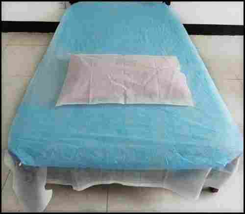 Blue Plain Disaposable Bed Sheet With Pillow Cover For Hospital