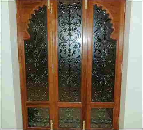 Finished Pooja Room Door Glass