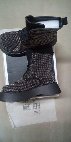 Silver/Black Ladies High Heel Boots 