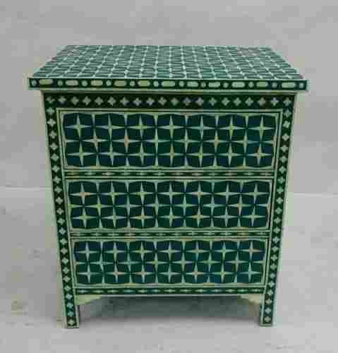 Indian Style Bone Inlay Bed Side Table