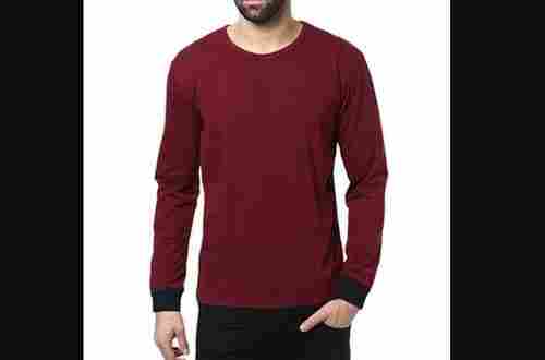 Mens Maroon Color Full Sleeve Cotton T-Shirts