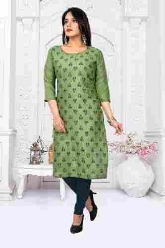 Green Printed Cotton Kurti