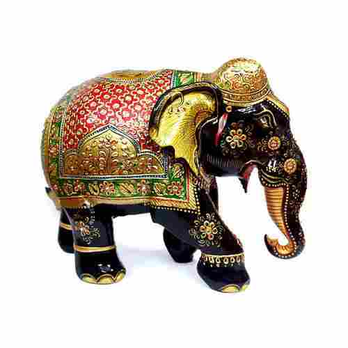 Black And Gold Wooden Painting Elephant
