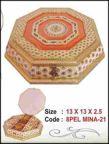 Wooden Handicraft Meenakari Golden Dry Fruit Box