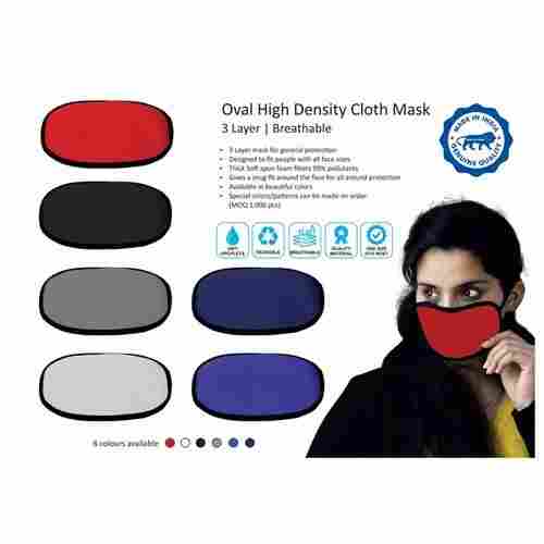 Oval High Density Cloth Mask 3 Layer Breathable