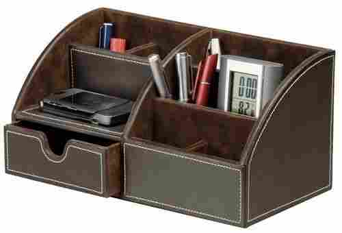 Brown Leather Desk Organiser