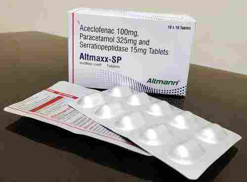 Acecloenac 100 mg, Paracetamol 325 mg And Serratiopeptidase 15 mg Tablet