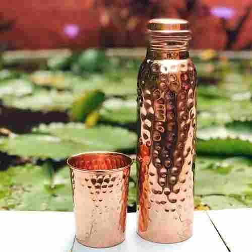 Hammered Copper Bottle 900 ML With Glass