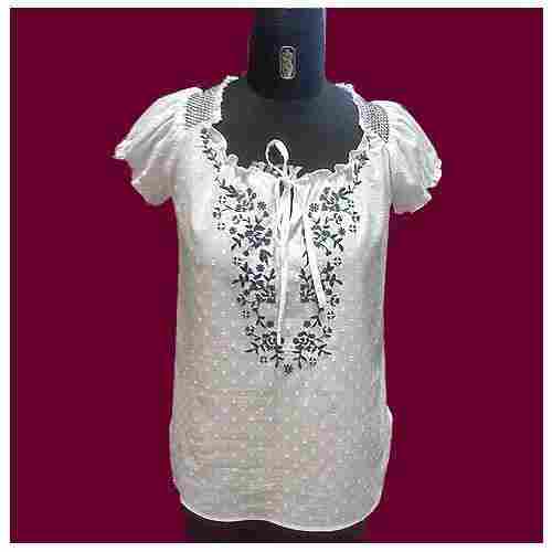 White Ladies Embroidered Top