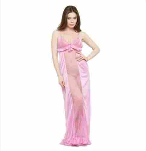 Womens Satin Sheer Lace Long Night Gown