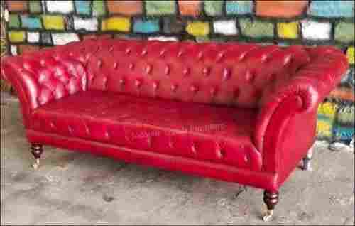 Leather Five Seater Red Sofa
