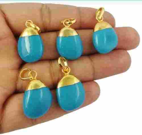 Turquoise Smooth Tumble Gold Electroplated Charms Pendant