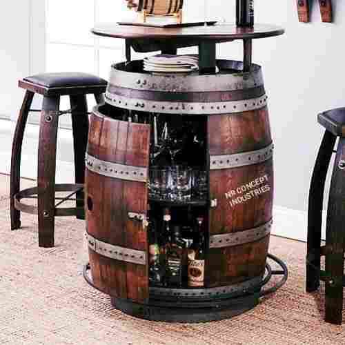 Vintage Oak Barrel Bistro Table And Stool