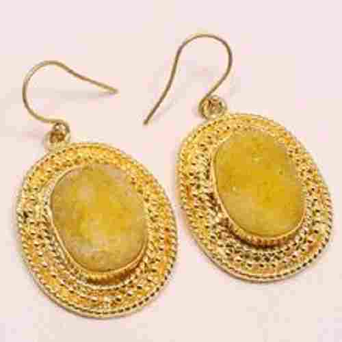 Yellow Oval Shape Handmade Beautiful Vintage Statement Earring