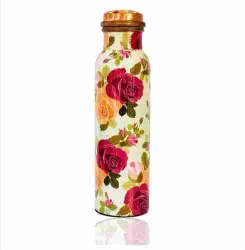 Rose Flower Printed Copper Water Bottle 1000 ml