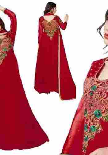 Women Red Silk Gown