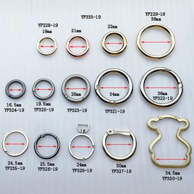 Customized Metal Gold Alloy Opening Spring Buckle O Ring for Bag Accessories